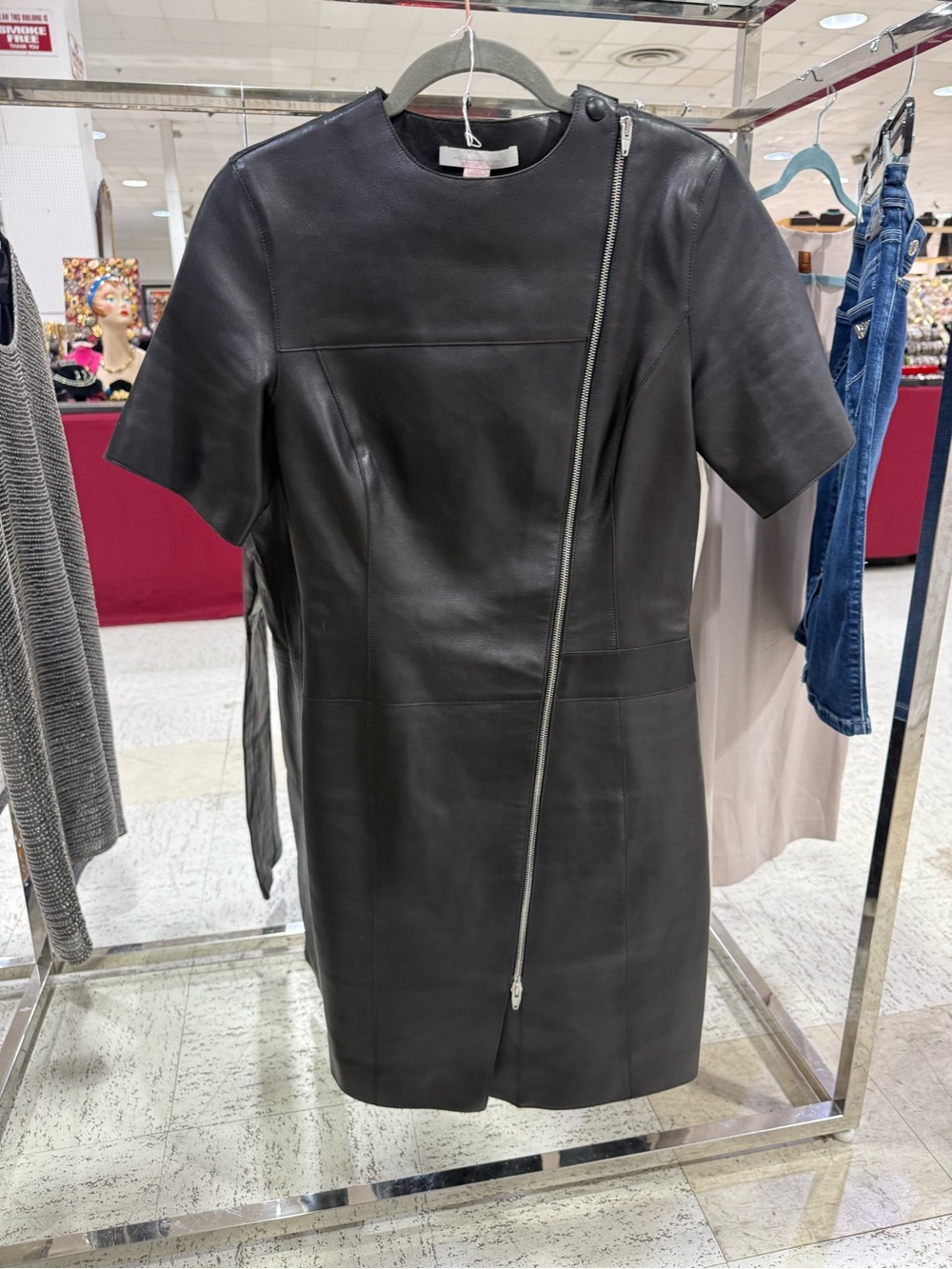 Alexander Wang Lamb Leather Zip Front Dress Size 0 MSRP $1365